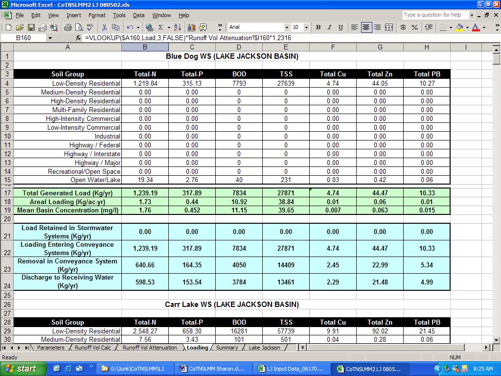 Screen View of Loading Worksheet of CoTNSLMM